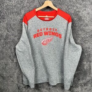 Detroit Red Wings Men Sweatshirt 2XL Gray Fleece Pullover NHL Hockey Long Sleeve